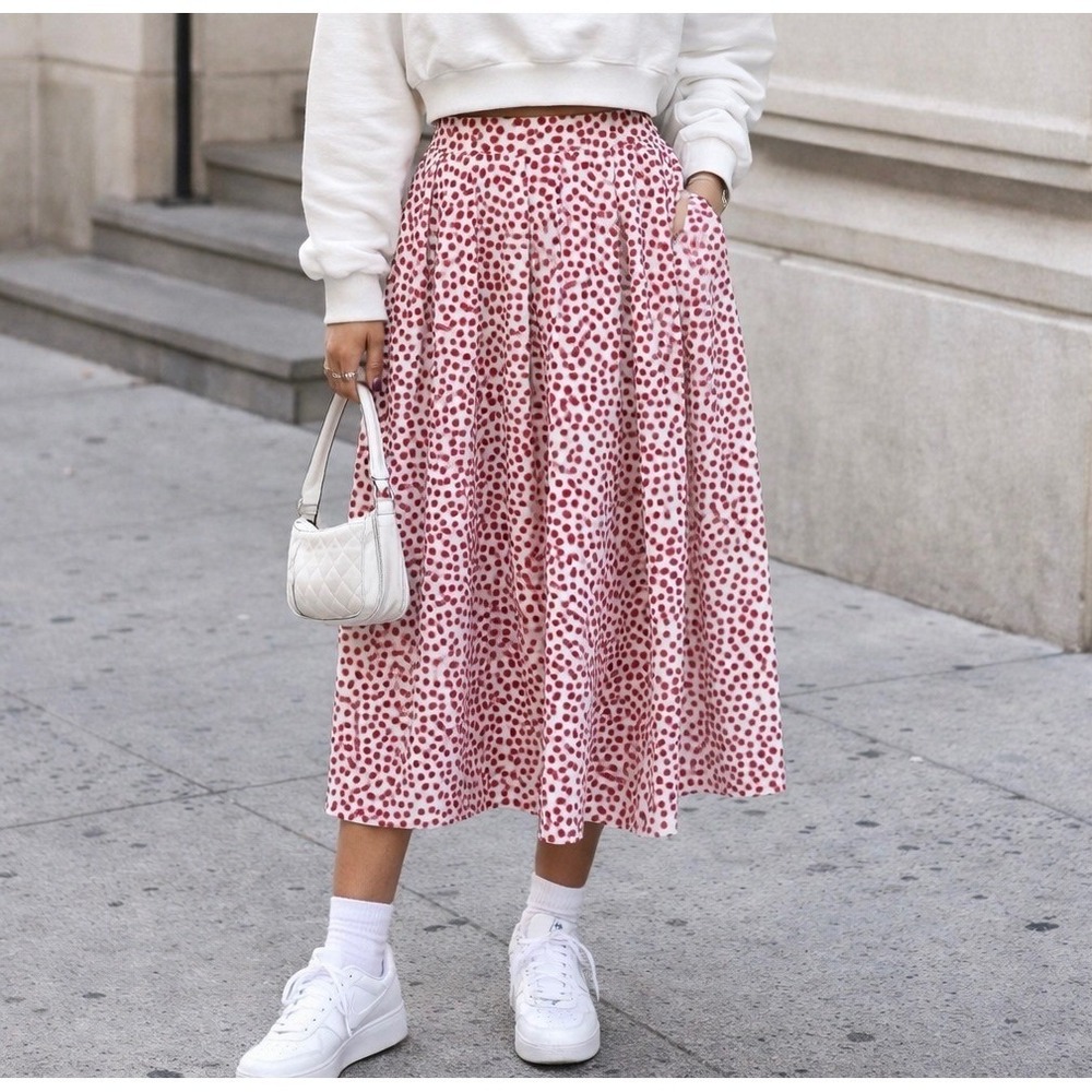 Vintage Midi Skirt Polka Dot A‑Line
